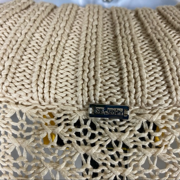 St. John Mock Neck Short Sleeve Chunky Cable Knit 100% Cotton Sweater Medium - Picture 10 of 10